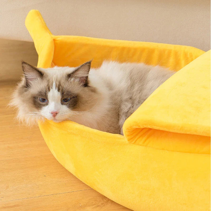 Banana Plush Cat Bed House