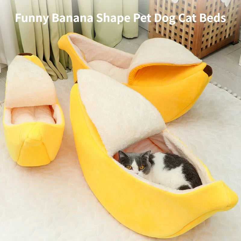 Banana Plush Cat Bed House