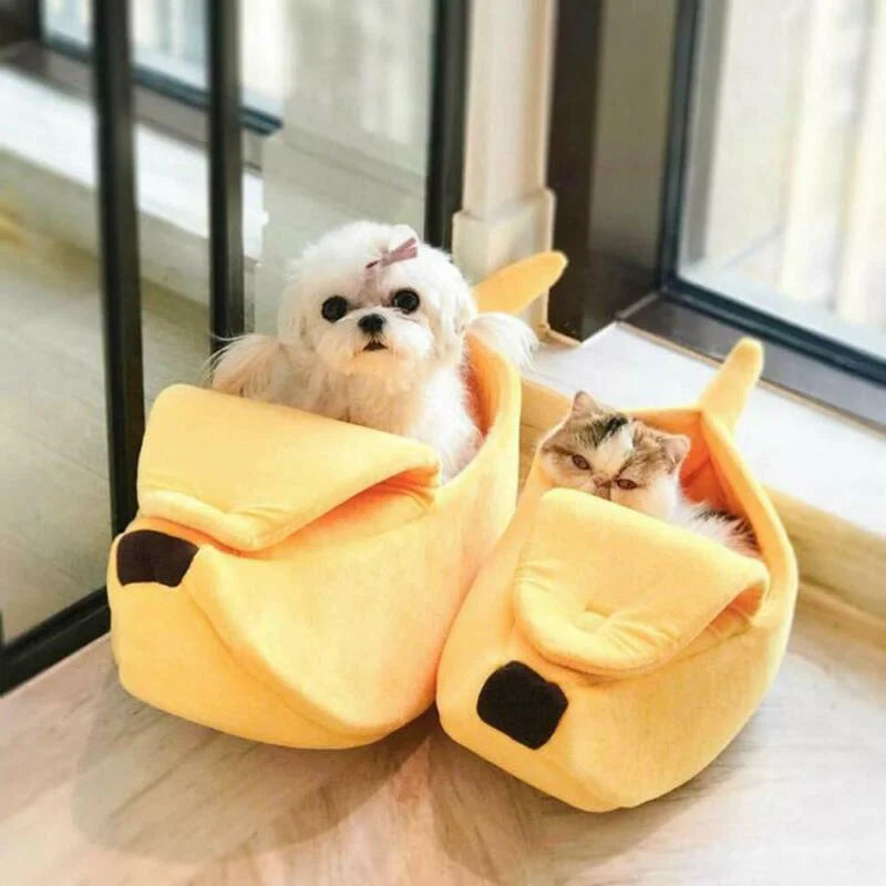 Banana Plush Cat Bed House