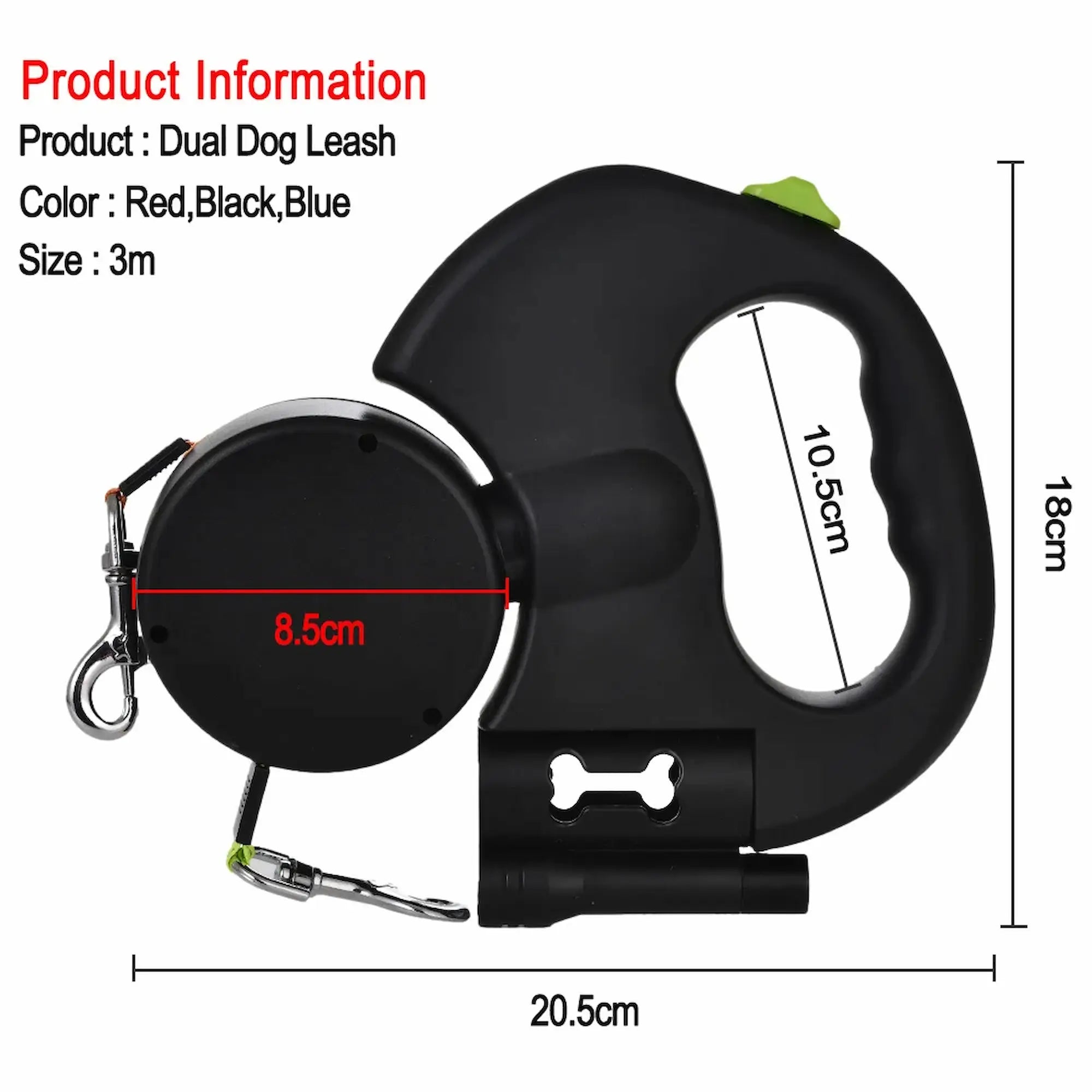 Trail Teck Dual Retractable Dog Leash with Reflective Safety Design